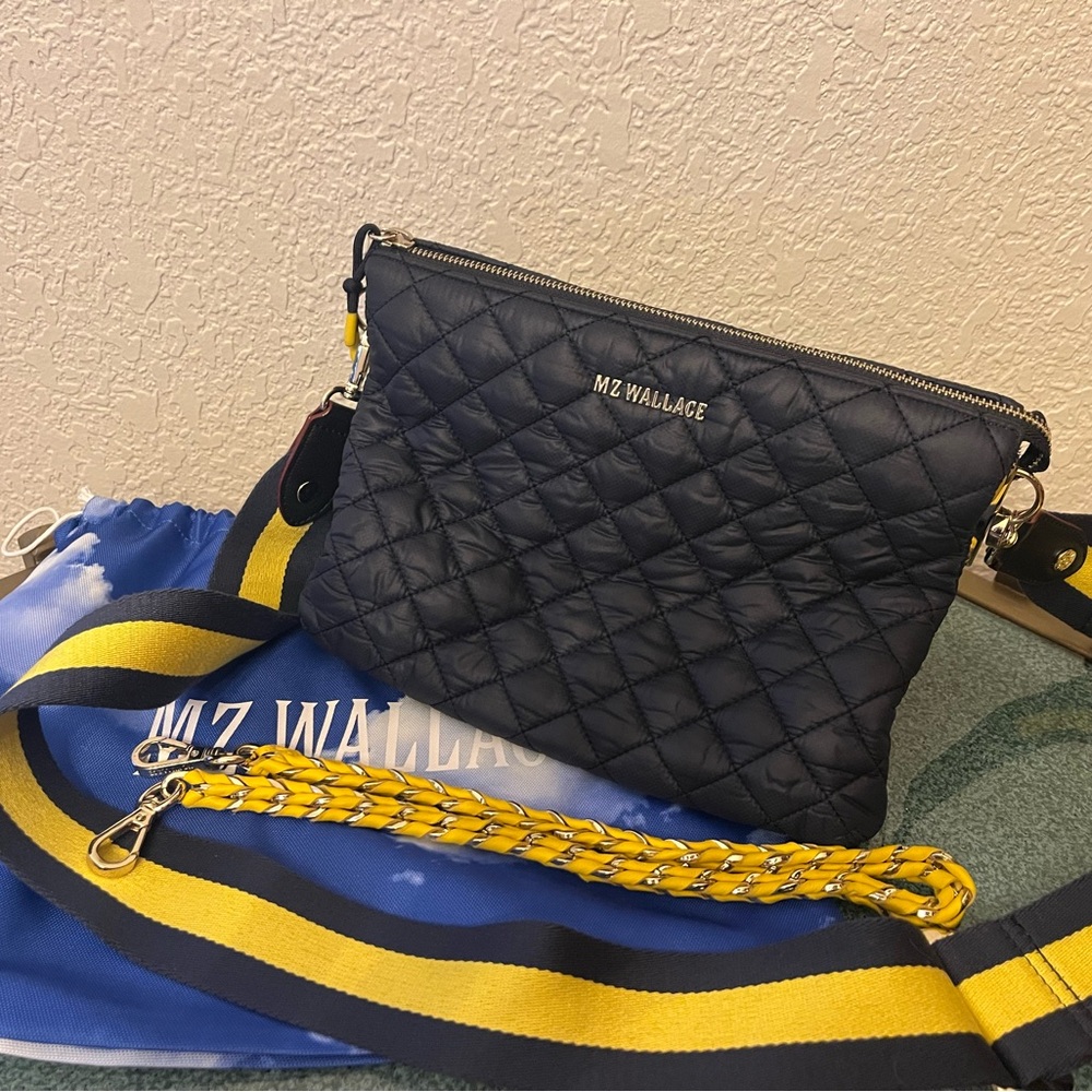 MZ Wallace Navy Quilted Crossbody Bag